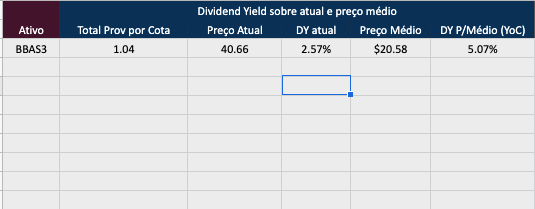 Screenshot do gestor de proventos